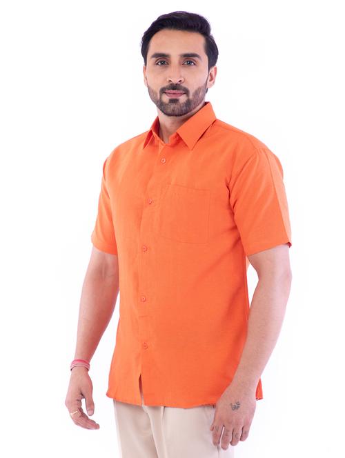 orange solid casual shirt - 17392720 - Standard Image - 1