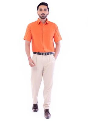 orange solid casual shirt - 17392720 - Standard Image - 4
