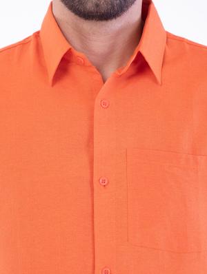 orange solid casual shirt - 17392720 - Standard Image - 5