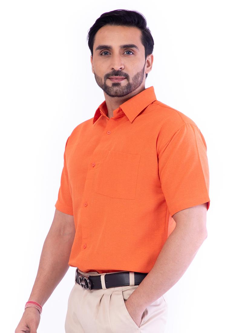 orange solid casual shirt - 17392720 - Zoom Image - 2