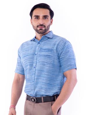 blue melange casual shirt - 17392754 - Standard Image - 2