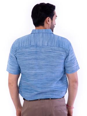 blue melange casual shirt - 17392754 - Standard Image - 3