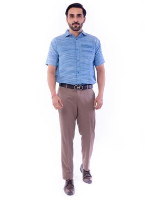 blue melange casual shirt - 17392754 - Standard Image - 4