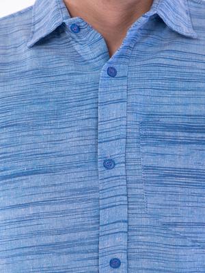 blue melange casual shirt - 17392754 - Standard Image - 5