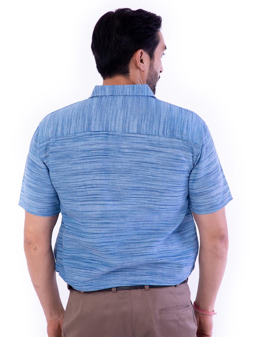blue melange casual shirt - 17392754 - Zoom Image - 3