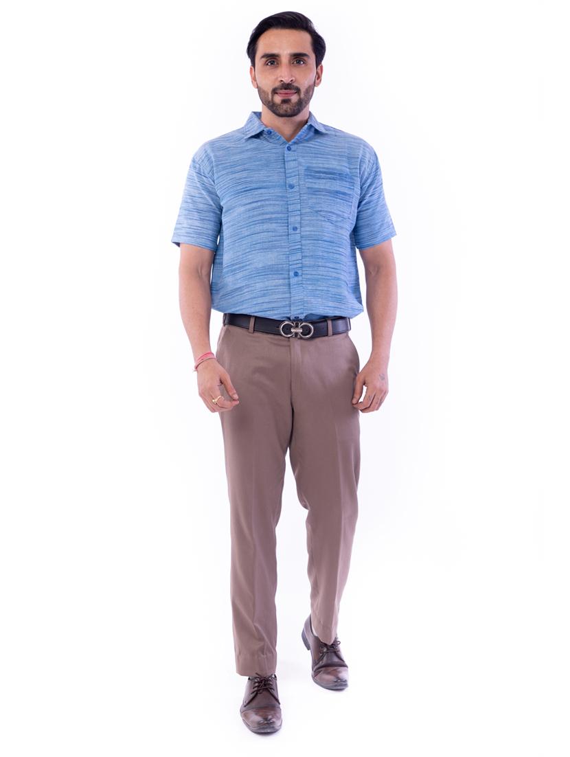 blue melange casual shirt - 17392754 - Zoom Image - 4