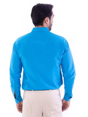 blue solid casual shirt - 17392858 - Standard Image - 3