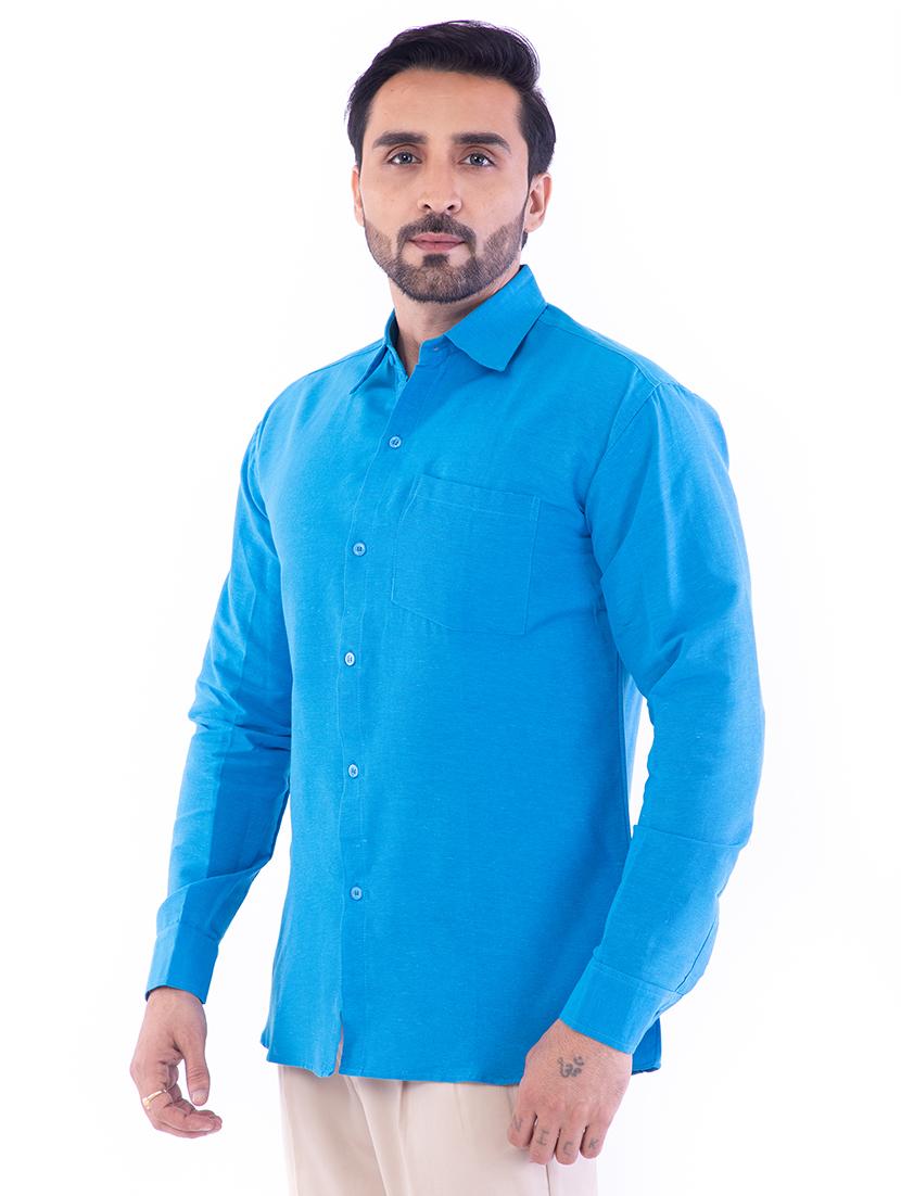blue solid casual shirt - 17392858 - Zoom Image - 2