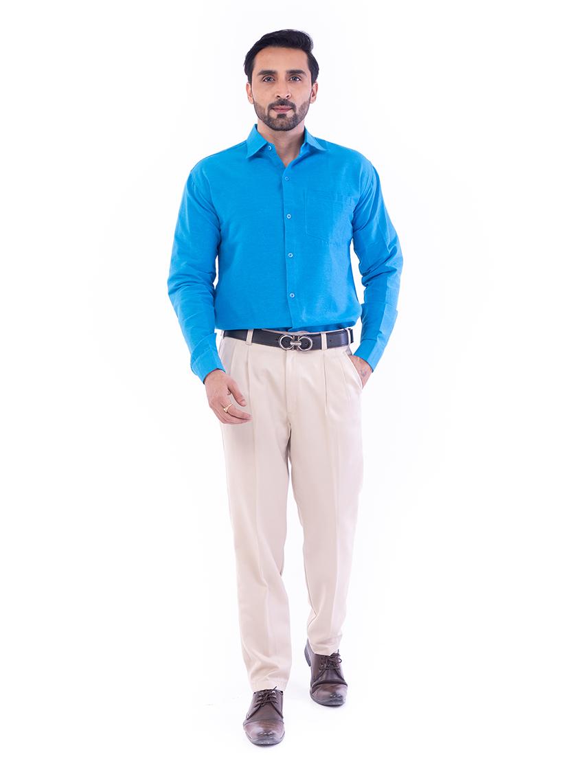 blue solid casual shirt - 17392858 - Zoom Image - 4