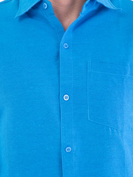 blue solid casual shirt - 17392858 - Zoom Image - 5