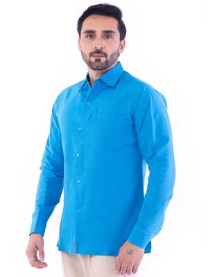 blue solid casual shirt - 17392893 - Standard Image - 2