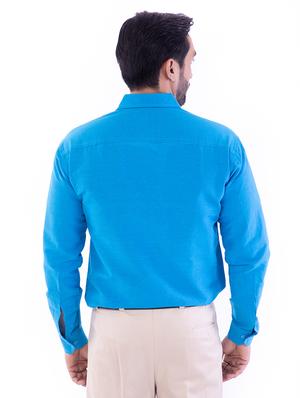 blue solid casual shirt - 17392893 - Standard Image - 3