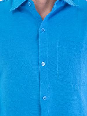 blue solid casual shirt - 17392893 - Standard Image - 5