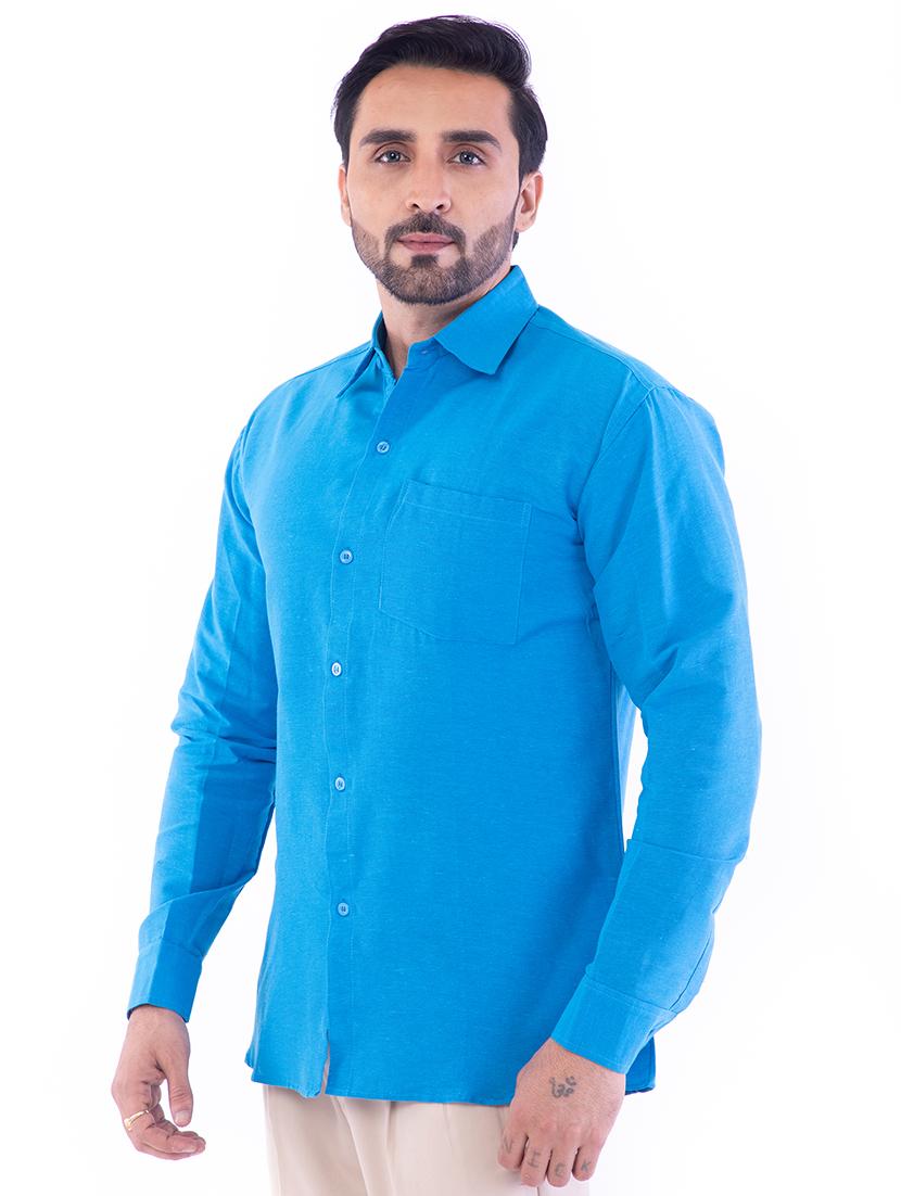 blue solid casual shirt - 17392893 - Zoom Image - 2