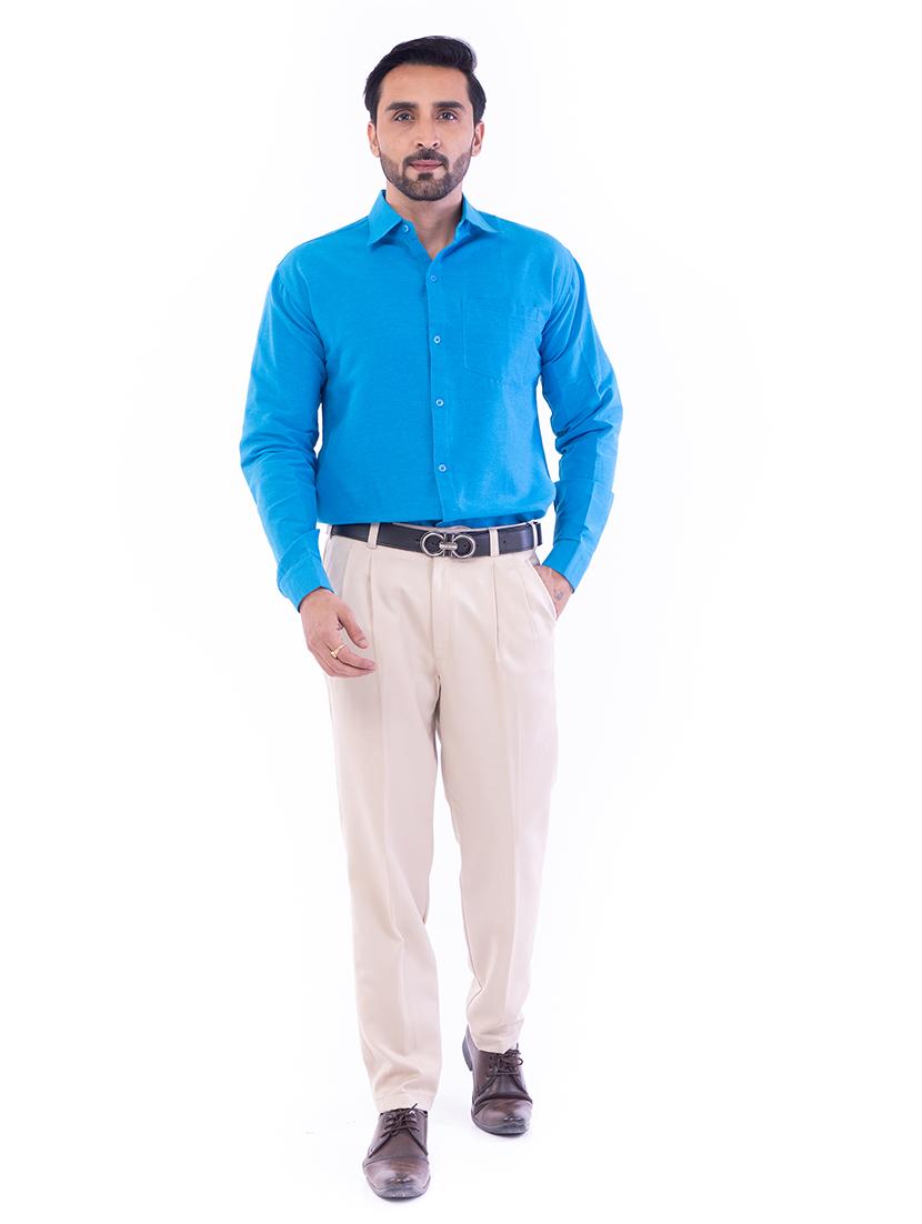 blue solid casual shirt - 17392893 - Zoom Image - 4