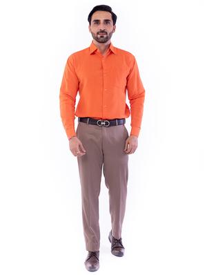 orange solid casual shirt - 17392983 - Standard Image - 3