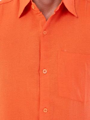 orange solid casual shirt - 17392983 - Standard Image - 4