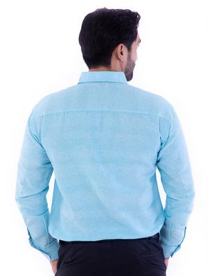 blue solid casual shirt - 17393037 - Standard Image - 3