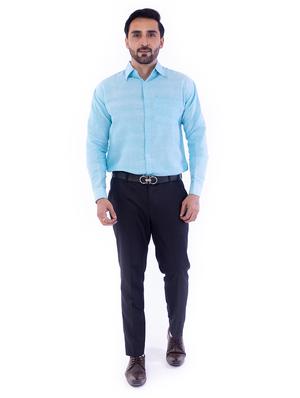 blue solid casual shirt - 17393037 - Standard Image - 4