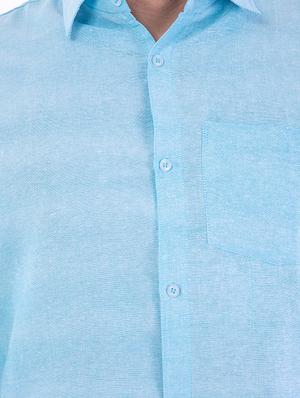 blue solid casual shirt - 17393037 - Standard Image - 5