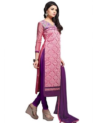 embroidered churidaar unstitched suit - 17393263 - Standard Image - 2