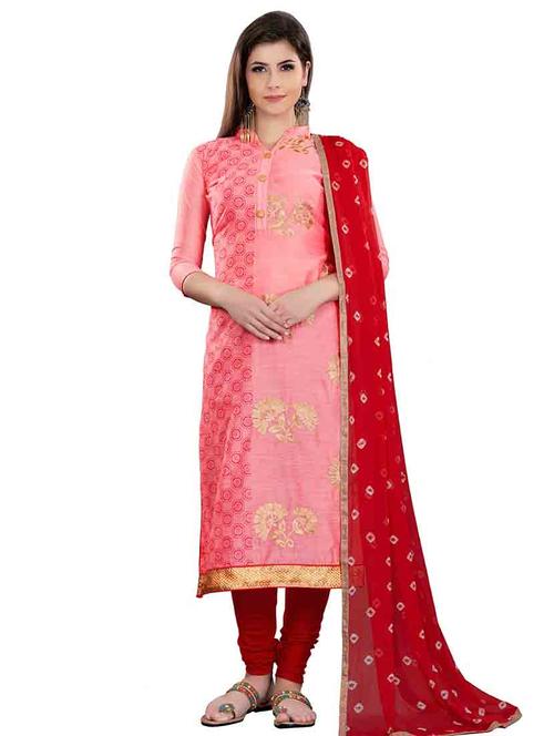 embroidered churidaar unstitched suit - 17393347 - Standard Image - 1