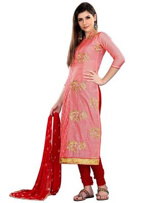embroidered churidaar unstitched suit - 17393347 - Standard Image - 2