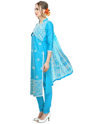 embroidered churidaar unstitched suit - 17393375 - Standard Image - 2