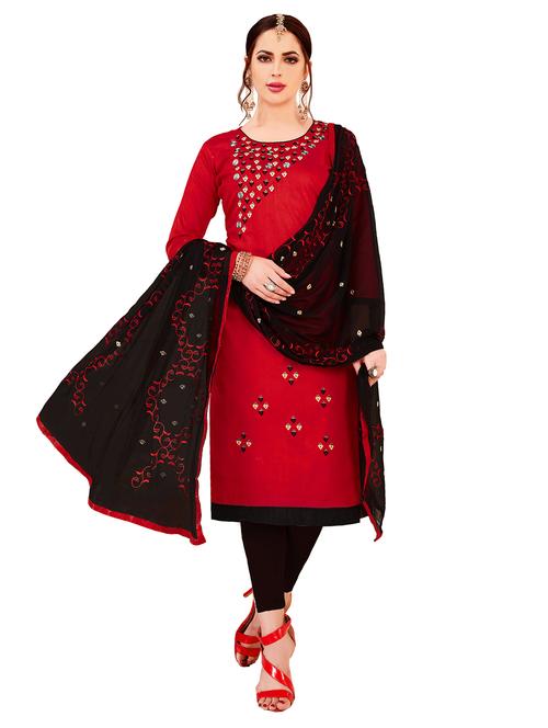 embroidered churidaar unstitched suit - 17393423 - Standard Image - 1