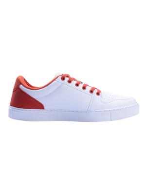 white faux leather laceup casual shoes - 17393789 - Standard Image - 2
