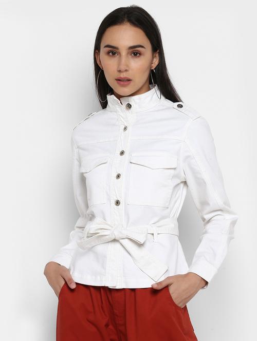 tie front denim jacket - 17393796 - Very Small Image - 1