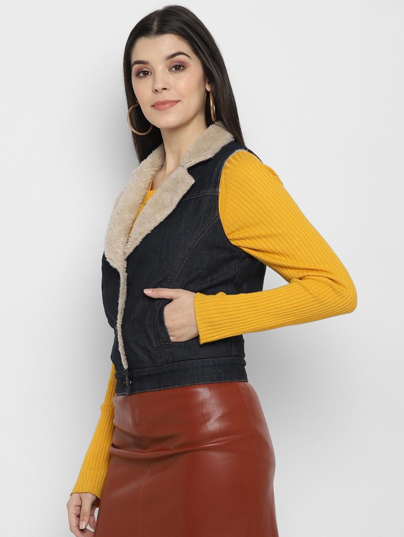 sherpa collar denim jacket - 17393798 - Zoom Image - 2