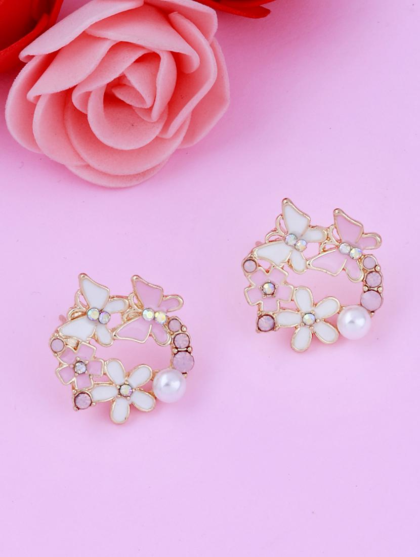 pink metal studs earring - 17393868 - Zoom Image - 2