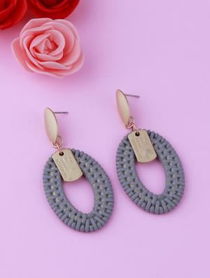 grey metal drop earring - 17393871 - Standard Image - 2