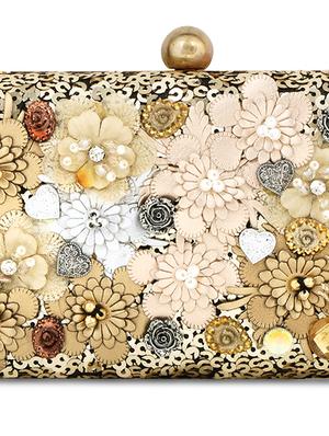 gold shimmer box clutch - 17393925 - Standard Image - 4
