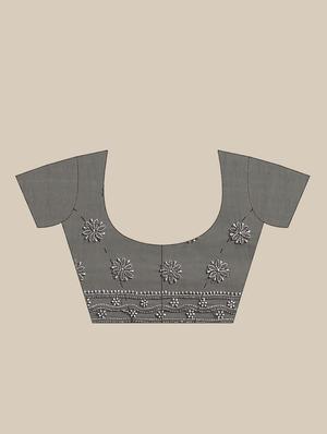 paisley chikankari saree with blouse - 17394038 - Standard Image - 3