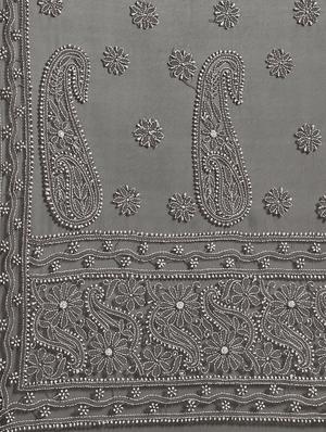 paisley chikankari saree with blouse - 17394038 - Standard Image - 6
