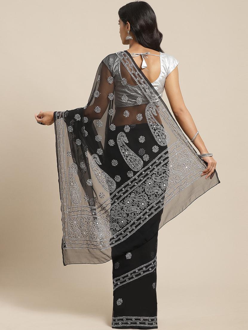 paisley chikankari saree with blouse - 17394038 - Zoom Image - 2