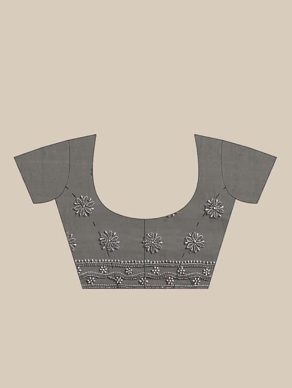 paisley chikankari saree with blouse - 17394038 - Zoom Image - 3