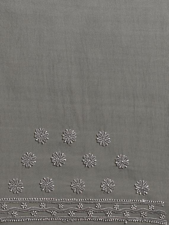 paisley chikankari saree with blouse - 17394038 - Zoom Image - 4