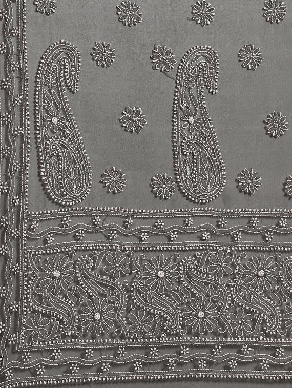 paisley chikankari saree with blouse - 17394038 - Zoom Image - 6