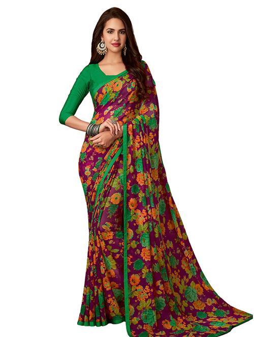 floral printed saree with blouse - 17394391 - Standard Image - 1