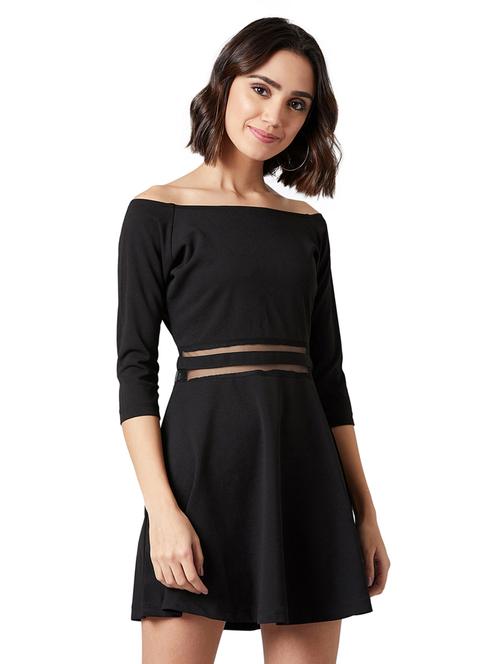 net detail off shoulder dress - 17394463 - Standard Image - 1