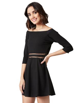 net detail off shoulder dress - 17394463 - Standard Image - 2