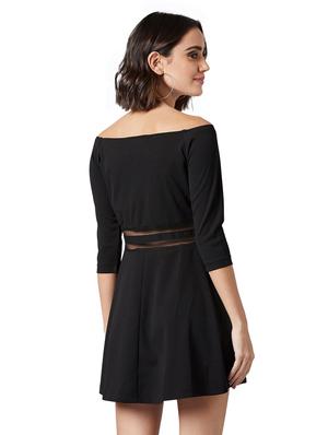 net detail off shoulder dress - 17394463 - Standard Image - 4