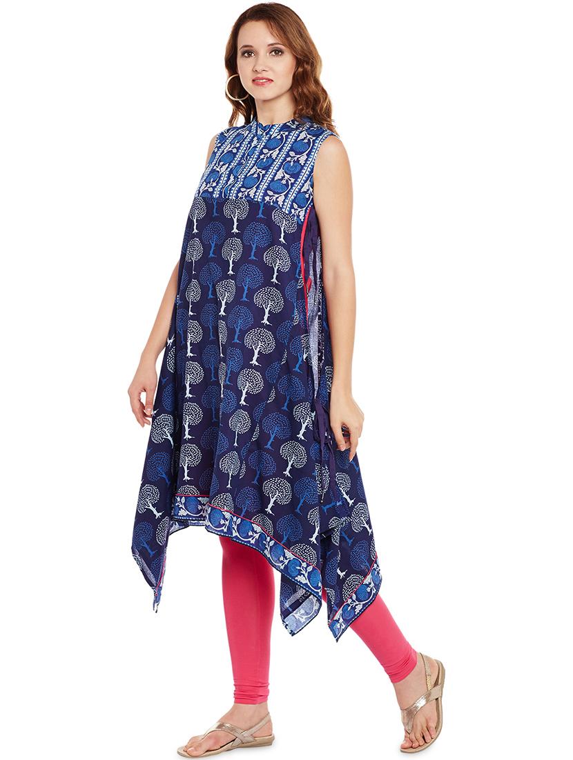 floral print asymmetric kurta - 17394596 - Zoom Image - 2