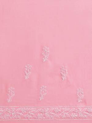 solid chikankari saree with blouse - 17395657 - Standard Image - 4