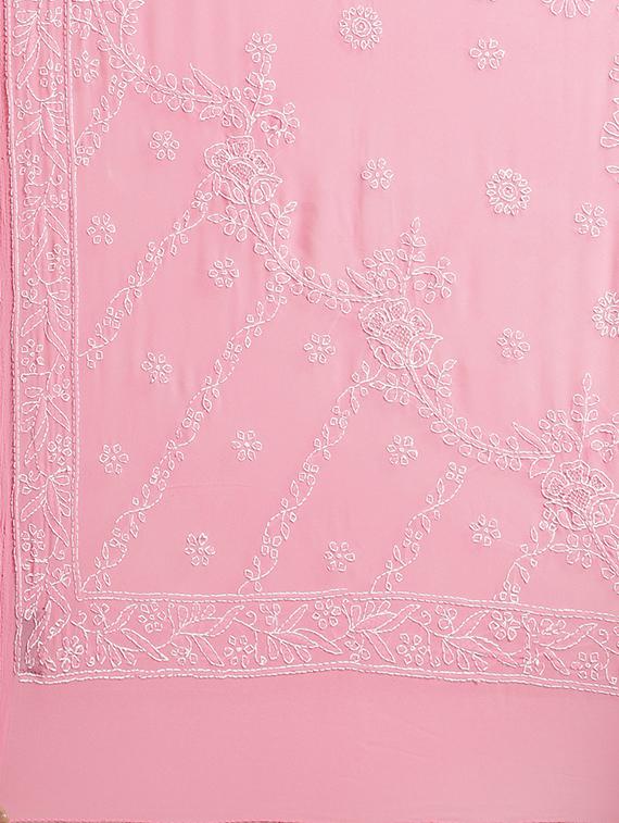 solid chikankari saree with blouse - 17395657 - Zoom Image - 6