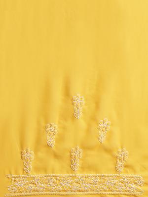 solid chikankari saree with blouse - 17395658 - Standard Image - 4