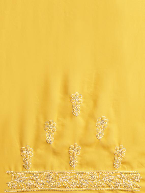 solid chikankari saree with blouse - 17395658 - Zoom Image - 4